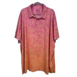 Birdie Bound Palm Tree Golf Polo Shirt Coral Pink Men's